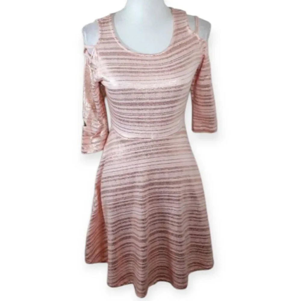 JUSTICE PINK COLD SHOULDER DRESS SZ.16Y EUC.